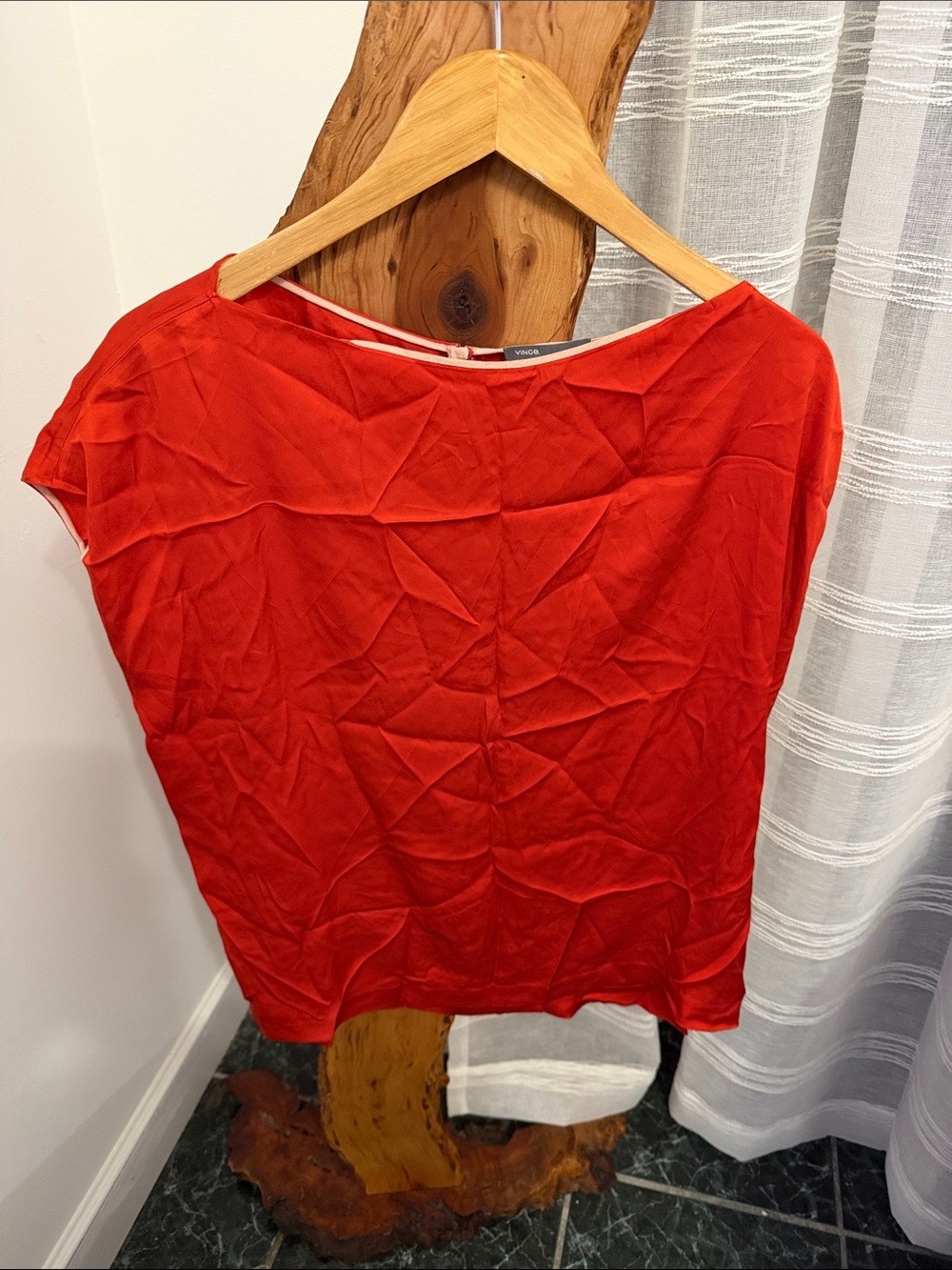 Vince Bright Red Cap-Sleeve Silk Blend Top